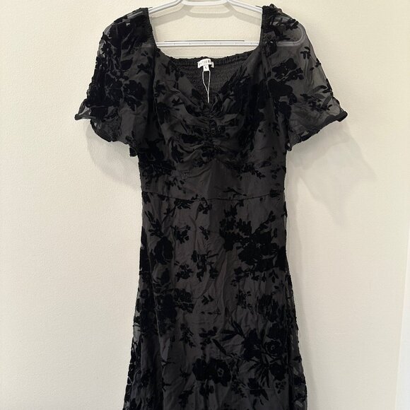 Baltic Born Mera Velvet Midi Dress Size Large Black - Picture 1 of 5